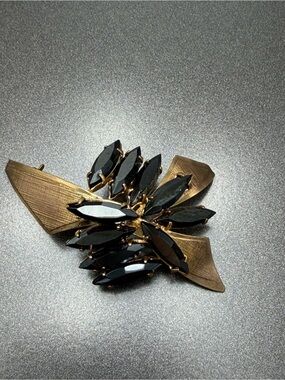 🎃🎃Vintage Jet Art Deco Brooch #cz563
